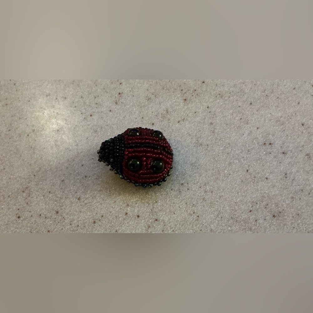 Beaded Ladybug Brooch